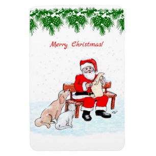 Merry Christmas - Santa Claus with Cat and Dog Magnet