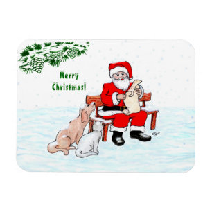 Merry Christmas! Santa Claus with Cat and Dog Magnet