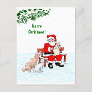 Merry Christmas! Santa Claus with Cat and Dog Postcard