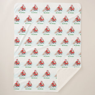 Merry Christmas! Santa Claus with Cat and Dog Sherpa Blanket