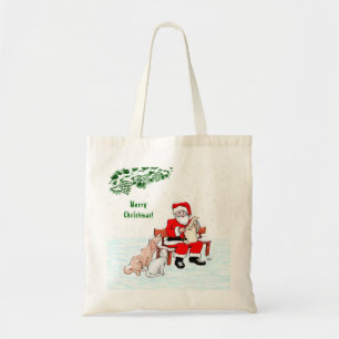 Merry Christmas! Santa Claus with Cat and Dog  Tote Bag