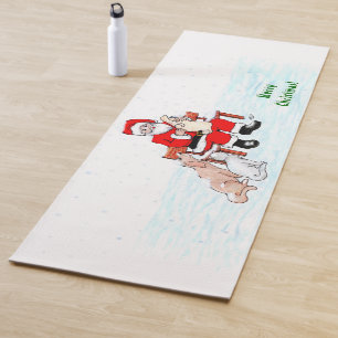 Merry Christmas! Santa Claus with Cat and Dog Yoga Mat