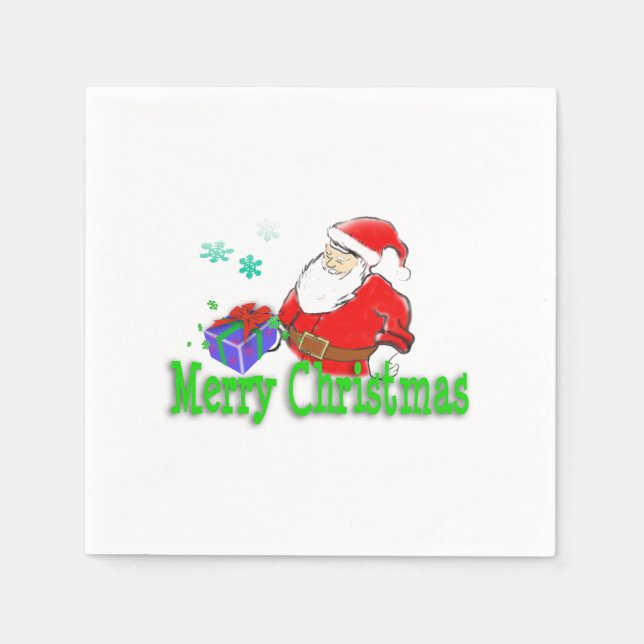 Merry Christmas Santa Claus with Gift Napkin (Front)