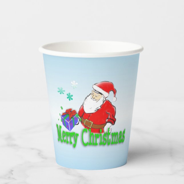 Merry Christmas Santa Claus with Gift Paper Cups (Front)