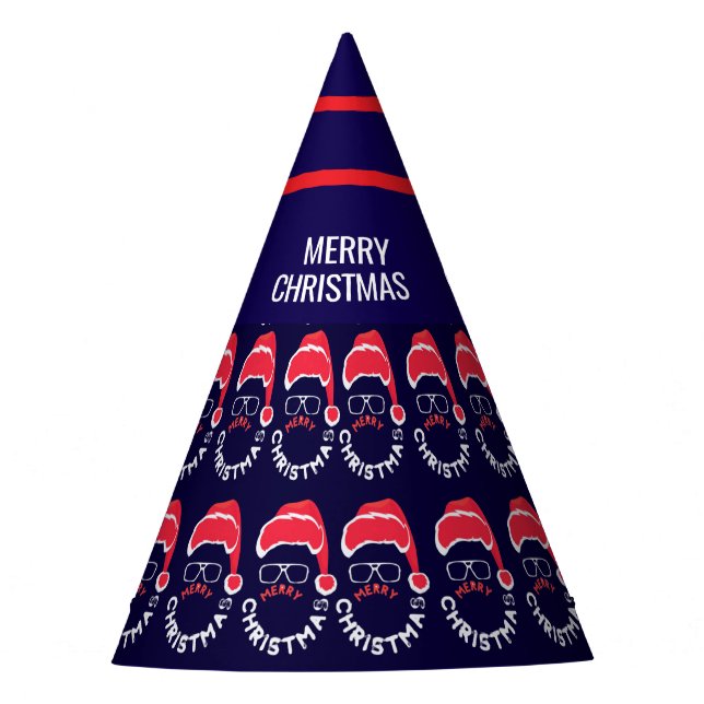 Merry Christmas Santa Clause Merry & Bright Party Hat (Front)