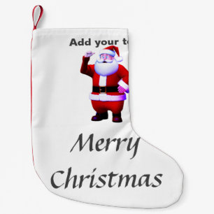 Merry Christmas Santa clauz art add your name text Small Christmas Stocking