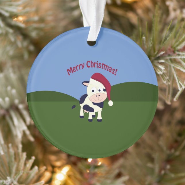 Merry Christmas Santa Cow Ornament (Tree)