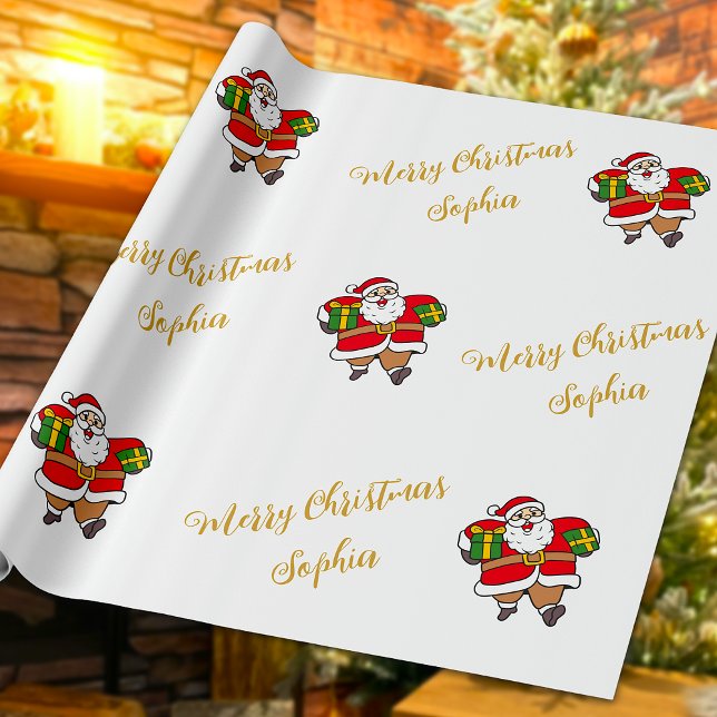 Merry Christmas Santa Custom Name Personalised Wrapping Paper (Creator Uploaded)