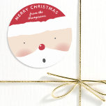 Merry Christmas Santa Cute Fun Personalised Name Classic Round Sticker<br><div class="desc">Merry Christmas Santa Cute Fun Personalised Name Sticker features a cute Santa face with Santa hat and your personalised message and name. Perfect for Christmas gifts,  christmas favours,  Christmas card envelopes and more. Created by Evco Studio www.zazzle.com/store/evcostudio</div>