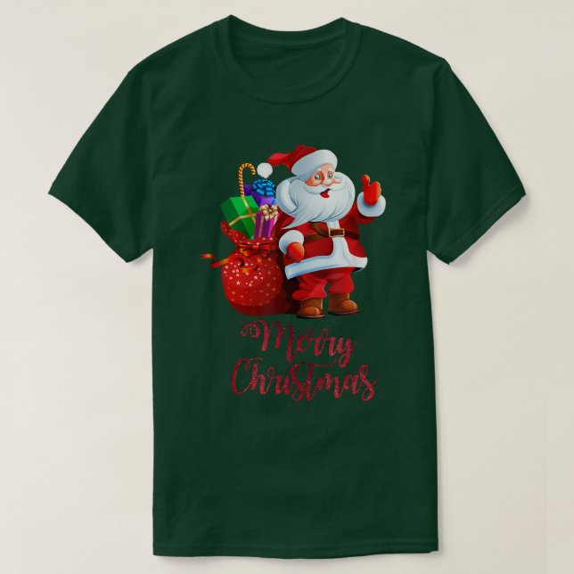 Merry Christmas Santa Delivering Gifts Holidays Xm T-Shirt (Design Front)