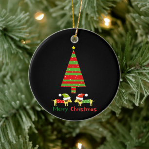 Merry Christmas (Santa dogs) Ceramic Tree Decoration