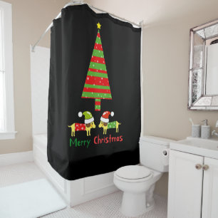 Merry Christmas (Santa dogs) Shower Curtain