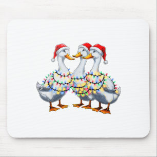 Merry Christmas Santa Duck Goose Xmas Tree Light F Mouse Pad