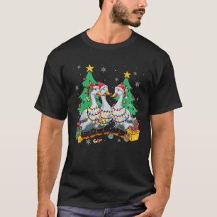 Merry Christmas Santa Duck Goose Xmas Tree Light F T-Shirt