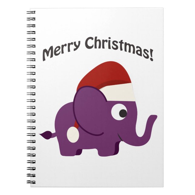 Merry Christmas! Santa Elephant Notebook (Front)