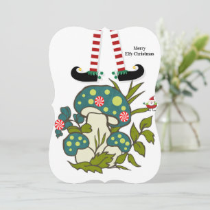 Merry Christmas Santa Elf Santa Flat Greeting Card