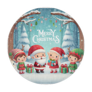 Merry Christmas/santa/elves snow Cutting Board