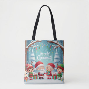 Merry Christmas/santa/elves snow Tote Bag