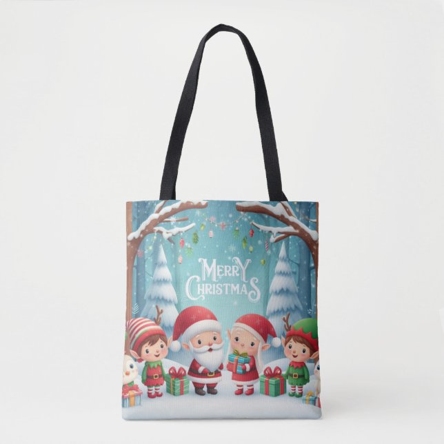Merry Christmas/santa/elves snow Tote Bag (Front)