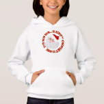 Merry Christmas Santa Face-Girls Hoodie<br><div class="desc">Merry Christmas Santa Face-is a digital graphic art design. A digital drawing/painting of Santa's Face. He's wearing gold glittered eye glasses and a red and white santa hat. He has a full beard, moustache and rosy pink cheeks. Red decorative text trimmed in gold reads: HO HO HO... .Merry Christmas and...</div>