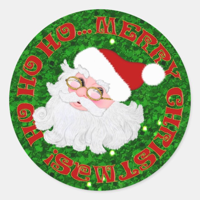 Merry Christmas Santa Face-ROUND STICKERS (Front)