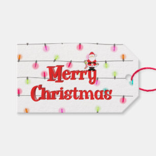 Merry Christmas Santa Festive Holiday Lights   Gift Tags