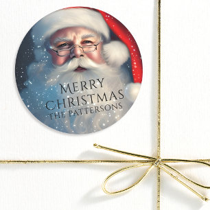 Merry Christmas Santa Festive Winter Holidays  Classic Round Sticker
