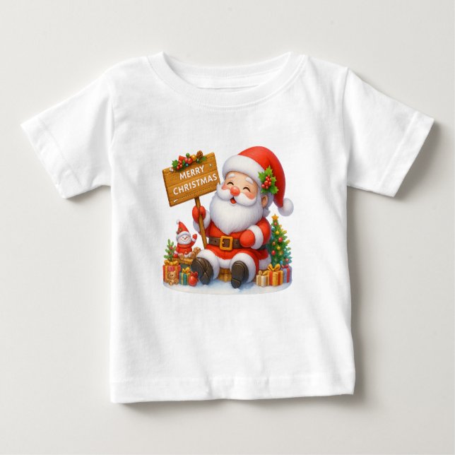 Merry Christmas Santa Funny T-Shirt. Baby T-Shirt (Front)