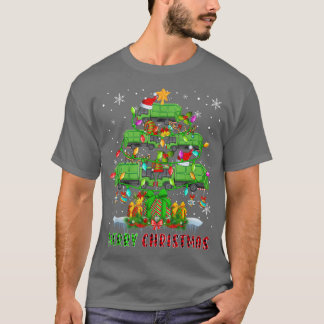 Merry Christmas Santa Garbage Trucks Xmas Tree Lig T-Shirt