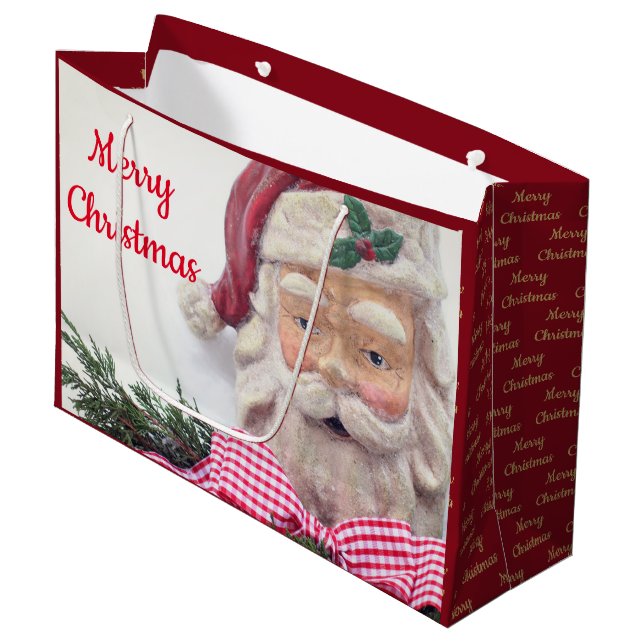 Merry Christmas Santa Giftbag Large Gift Bag (Front Angled)