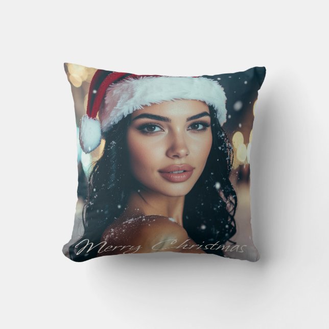 Merry Christmas - Santa Girl Cushion (Front)