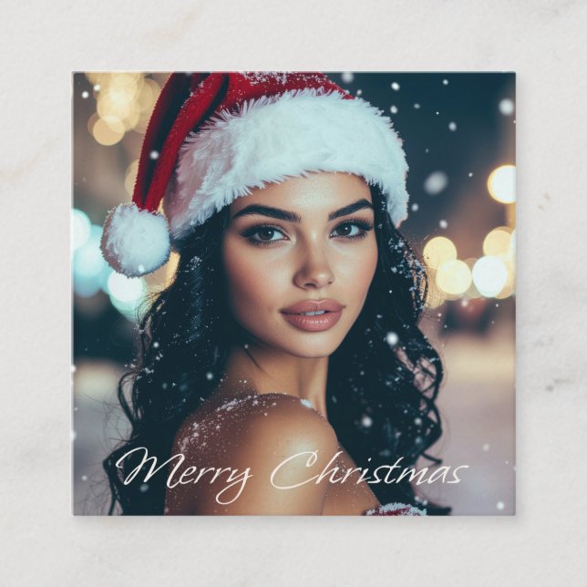 Merry Christmas - Santa Girl Enclosure Card (Front)