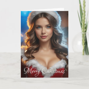 Merry Christmas Santa Girl Holiday Card