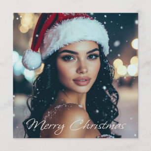 Merry Christmas - Santa Girl -  Invitation