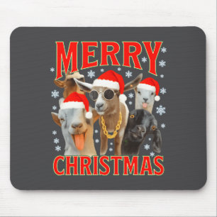Merry Christmas Santa Goat Funny Xmas Goats Bootle Mouse Pad