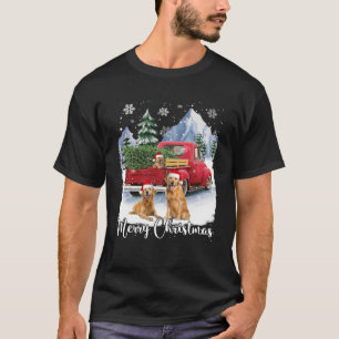 Merry Christmas Santa Golden Retriever Red Truck X T-Shirt