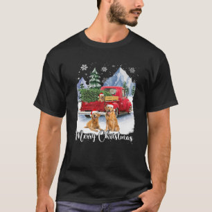 Merry Christmas Santa Golden Retriever Red Truck X T-Shirt