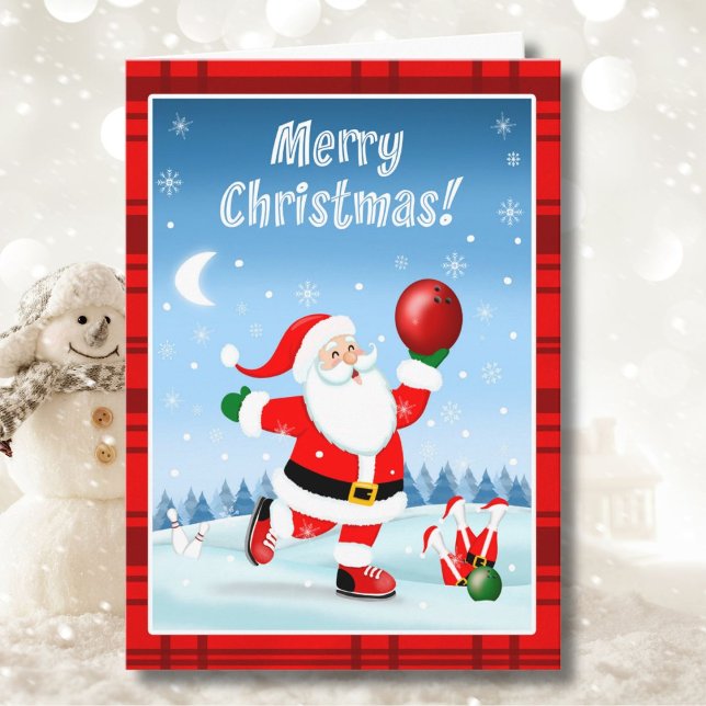 Merry Christmas Santa Happily Bowling Card (Creator Uploaded)