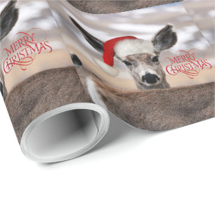 Merry Christmas Santa Hat Deer Wrapping Paper
