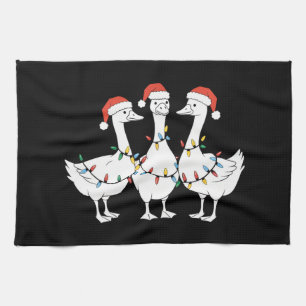 Merry Christmas Santa Hat Ducks Holiday Xmas Duck Tea Towel
