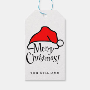 Merry Christmas Santa Hat Gift Tag