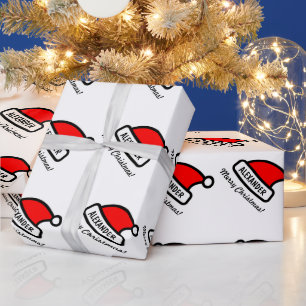 Merry Christmas Santa hat high gloss custom Wrapping Paper