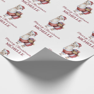 Merry Christmas Santa Hat Llama  Return Address La Wrapping Paper