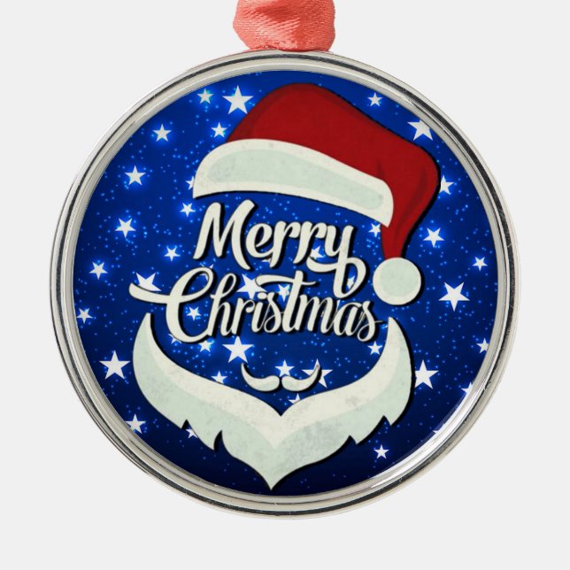 Merry Christmas Santa Hat Metal Tree Decoration (Front)