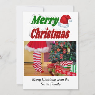 Merry Christmas Santa hat photo typography Holiday Card