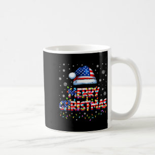 Merry Christmas Santa Hat Pjs Pajamas Us Flag Xmas Coffee Mug