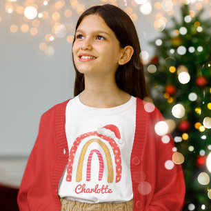 Merry Christmas Santa Hat Rainbow Personalised T-S Tri-Blend Shirt