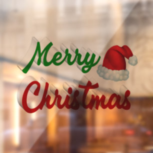Merry Christmas Santa Hat red green script