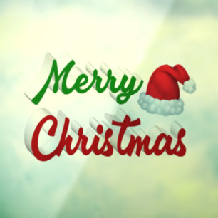 Merry Christmas Santa Hat red green script