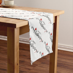 Merry Christmas Santa Hats and Candy Canes Medium Table Runner